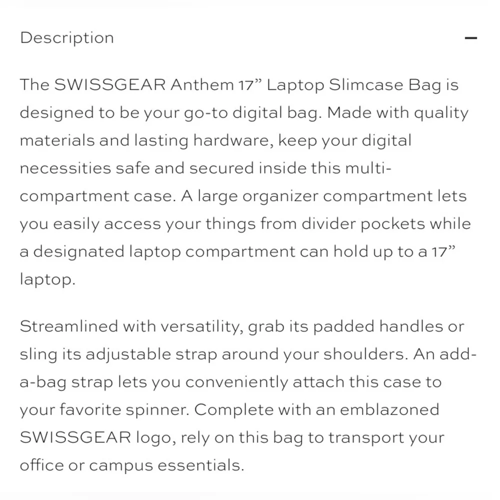 SwissGear anthem 17